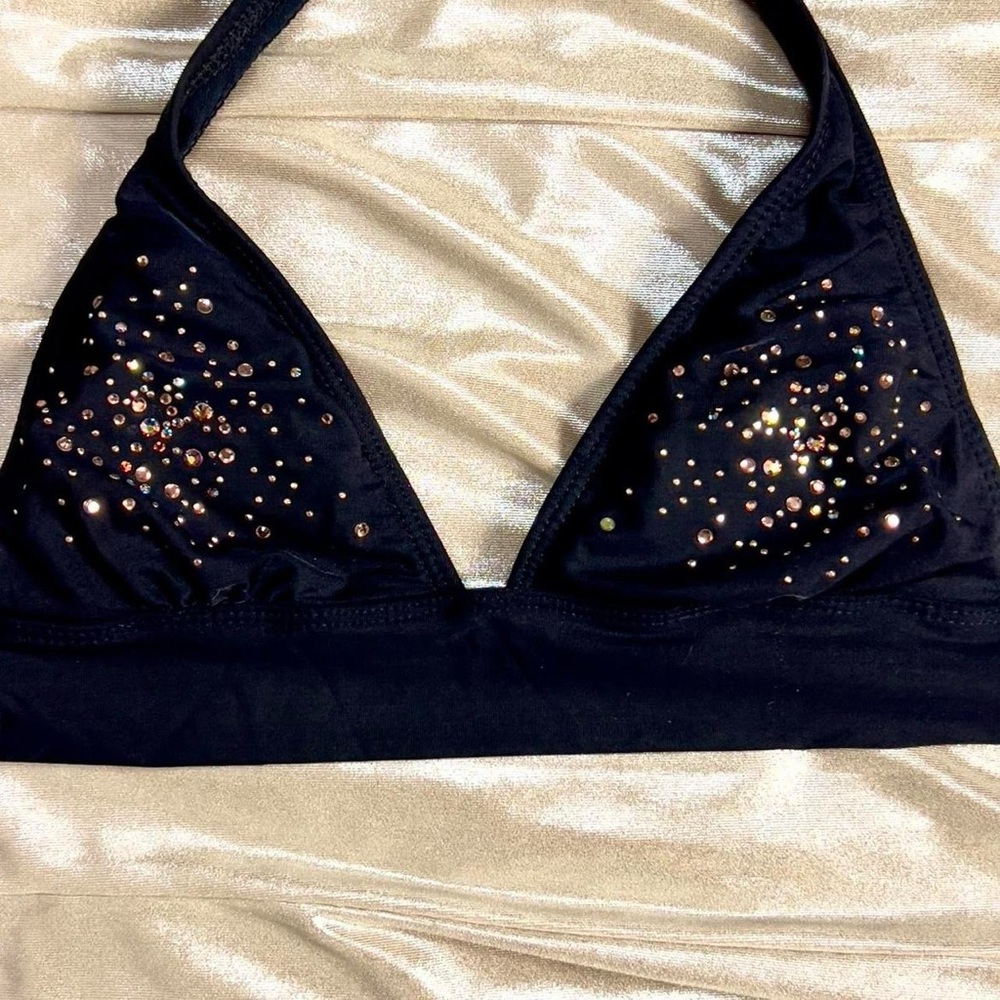 Y2k fireworks sparkle embellished bra top bikini top club wear